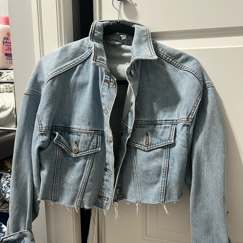 Topshop Light Blue Distressed Jean Jacket